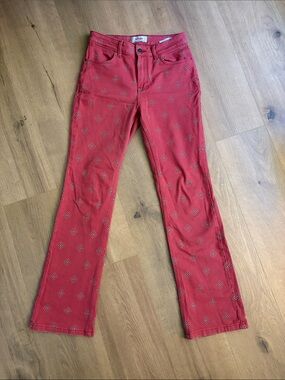 Wrangler Red Bandana Pattern High-Rise Bold Boot Jeans